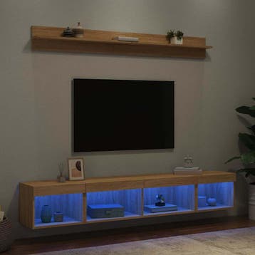 vidaXL 5-delige Tv-wandmeubelset met LED bewerkt hout sonoma, Verzenden