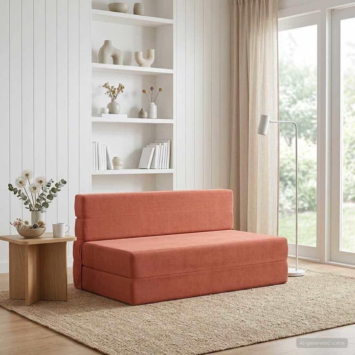 vidaXL Vouwbare Sofa Bed Rood Oranje 152 x 86,5 x 60 cm Stof, Huis en Inrichting, Zetels | Zetels, Nieuw, Verzenden