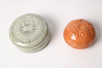 Boîte/pot à thé (2) - Céramique - Celadon & Orange Glaze