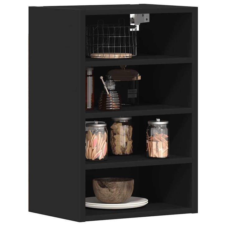 vidaXL Bovenkast Riga 40x29,5x60 cm bewerkt hout zwart, Huis en Inrichting, Kasten | Overige, Nieuw, Verzenden