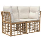 vidaXL Buiten loveseat 2 pcs Natuurlijk en Crème Wit poly, Verzenden, Nieuw