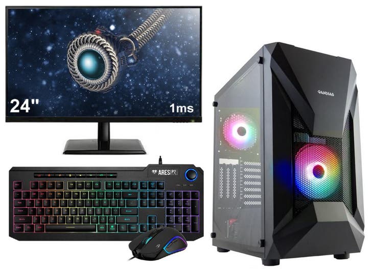 AMD Ryzen 5 RGB Budget Game PC SET COMPLEET met 24 1ms S..., Computers en Software, Desktop Pc's, Nieuw, Ophalen of Verzenden