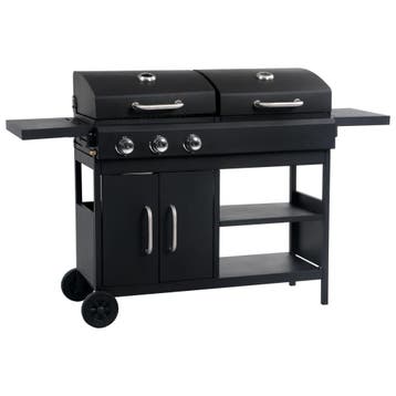 vidaXL Gas-/houtskoolbarbecue met 3 branders, Verzenden, Nieuw