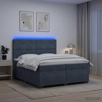 vidaXL Boxspringbed met matras Donkergrijs 200 x 200 cm, Verzenden, Nieuw