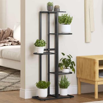 vidaXL Bloemenstandaard met 5 lagen 43x22x98 cm metaal zwart, Verzenden