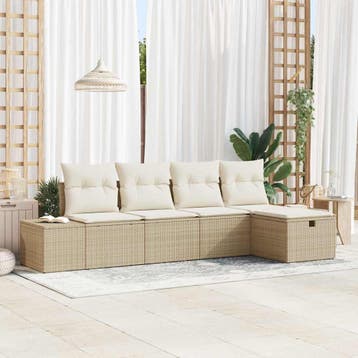 vidaXL Bankstel 5 st poly rattan, Verzenden, Nieuw