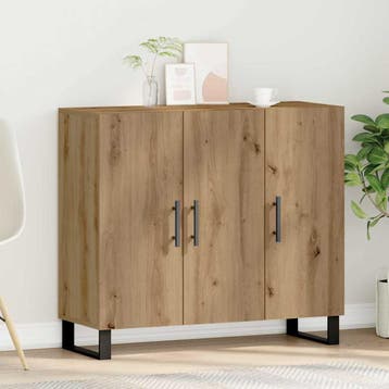 vidaXL Dressoir Artisan Eiken 90 x 34 x 80 cm Bewerkt hout, Verzenden, Nieuw