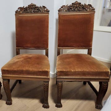 Stoel (2) - Standaard Stoel - Eik - Twee antieke stoelen, Antiek en Kunst