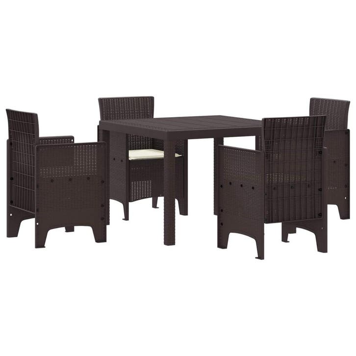 vidaXL Tuin Eettafel Set 5 st Bruin Polypropyleen, Jardin & Terrasse, Ensembles de jardin, Envoi