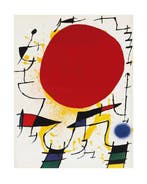Joan Miró - “Le soleil rouge, 1974”. - 50 x 40 cm. - Jaren, Antiquités & Art