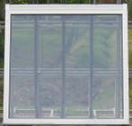 aluminium raam , chassis  , venster 143 x 143 wit/ geelgrijs, 75 tot 150 cm, Gebruikt, Raamkozijn, Aluminium