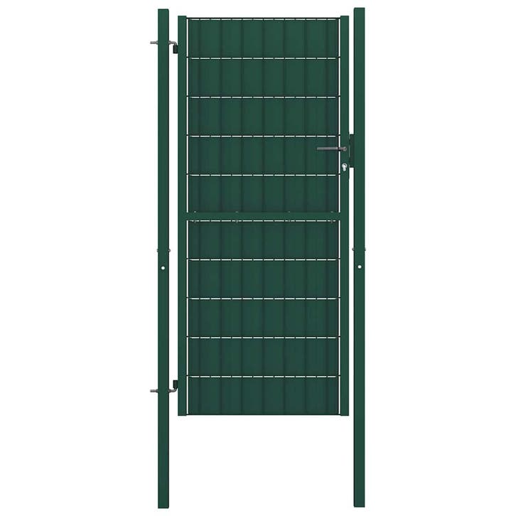 vidaXL Hekpoort PVC en staal 100x164 cm Groen, Tuin en Terras, Tuinpoorten, Nieuw, Verzenden