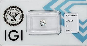 1 pcs Diamant (Naturelle) - 0.72 ct - Rond - G - VVS1 -, Handtassen en Accessoires, Edelstenen, Nieuw