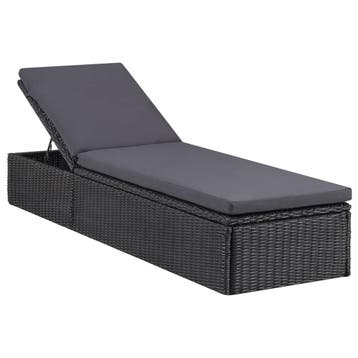 vidaXL Ligbed poly rattan zwart en donkergrijs, Verzenden, Nieuw