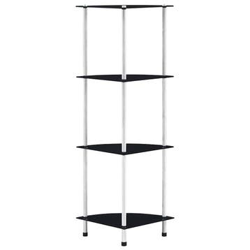 vidaXL Kastje 4-laags 30x30x100 cm gehard glas zwart, Verzenden