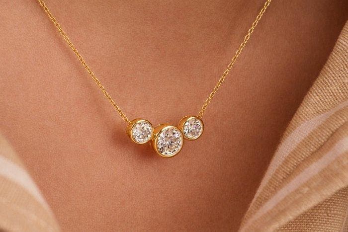 Collier - 14 carats Or jaune - 2.24ct. tw. Diamant (Cultivé, Handtassen en Accessoires, Kettingen