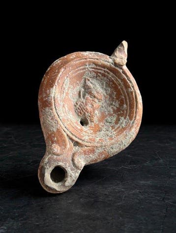 Oud-Romeins, Keizerrijk Sigilata olielamp met satyr - 10.4
