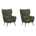 Set van 2 Leren fauteuils Flair - Toledo Olive (olijf/goen), Nieuw, Ophalen of Verzenden, 75 tot 100 cm, Leer