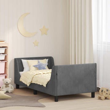 vidaXL Kinderen bedframe met hoofdboard Donkergrijs 80 x 160, Huis en Inrichting, Slaapkamer | Bedden, Verzenden, Nieuw