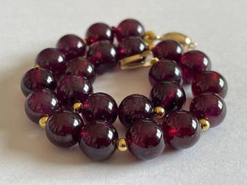 18 karaat (750) goud - 85,50 ct granaatjes - Armband, Antiek en Kunst