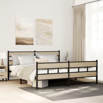 vidaXL Bedframe zonder matras metaal sonoma eikenkleur, Verzenden, Nieuw