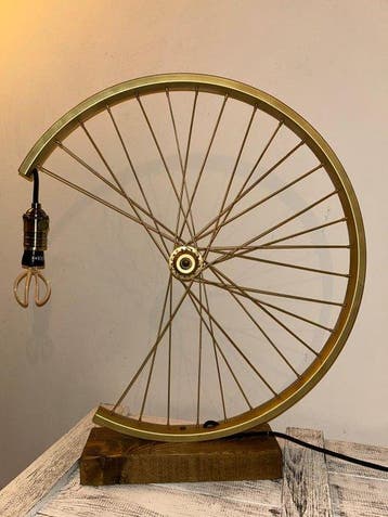 Bureaulamp - IJzer - Opgeknapte / geredde fietswiellamp