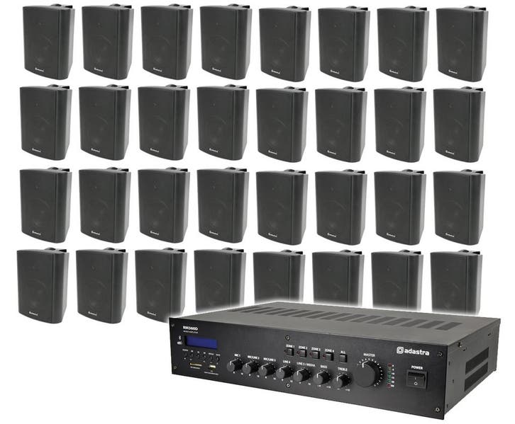 Geluidsinstallatie Met 19 Inch 100V Versterker En 32 Zwarte, Audio, Tv en Foto, Luidsprekerboxen