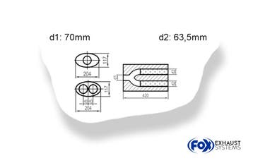 FOX Universele demper ovaal dubbele stroom met slang - verwe, Verzenden, Nieuw