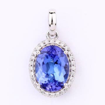 Pendentif - 14 carats Or blanc - 3.12ct. tw. Tanzanite -