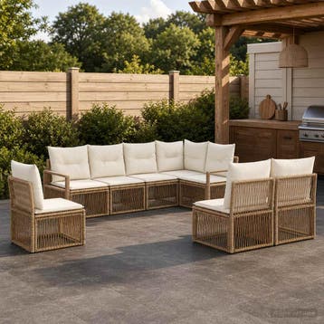 vidaXL Tuinbank Set 8 st Beige poly rattan, Verzenden