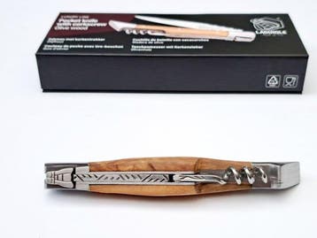 Laguiole - Corkscrew with Pocket Knife - Olive Wood - style