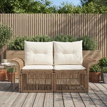 vidaXL Tuin Sofa 2-Aantal zitplaatsen Beige poly rattan, Verzenden, Nieuw