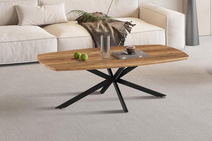 Aziz salontafel Deens ovaal, kleur mango (nieuw, outlet), Huis en Inrichting, Tafels | Salontafels, Nieuw, Metaal, Overige materialen