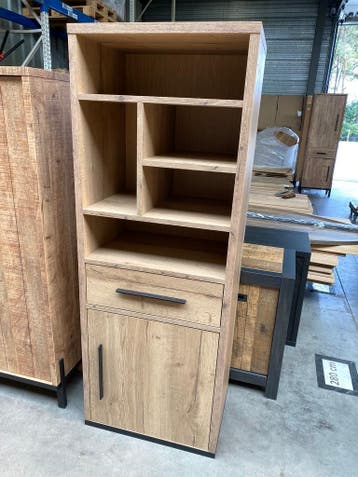 Woody boekenkast, natur, Huis en Inrichting, Nieuw, Overige materialen, Met lade(s)