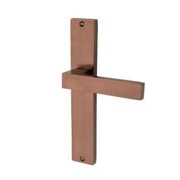 Lusso geveerd op schild blind in mat brons - deurbeslag -..., Doe-het-zelf en Bouw, Ophalen of Verzenden, Nieuw, IJzer, Klink of Kruk