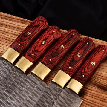 Keukenmes - Chefs knife - Gevouwen staal, Pakka-hout en, Antiek en Kunst