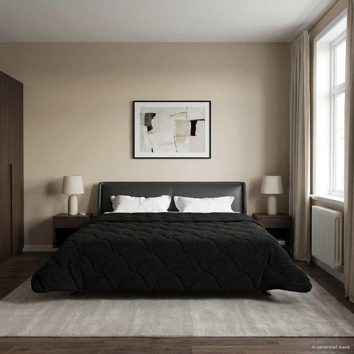 vidaXL Zomer Deken Zwart 220 x 260 cm Microvezel en Teddy, Huis en Inrichting, Slaapkamer | Beddengoed, Nieuw, Verzenden