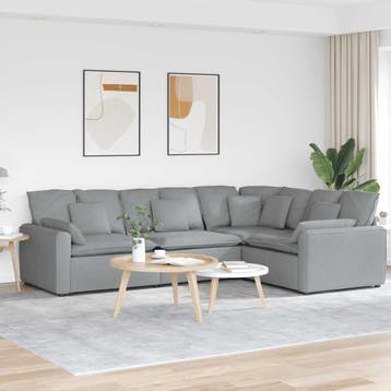vidaXL Modulaire bank met kussens stof lichtgrijs, Verzenden