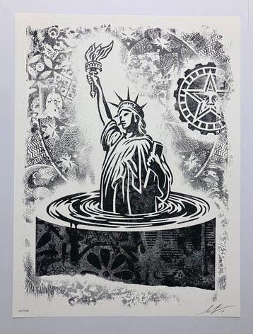 Shepard Fairey (OBEY) (1970) - Sinking Liberty - Stencil