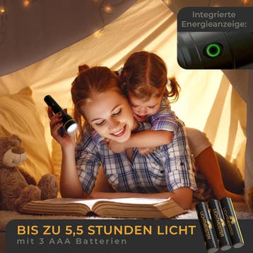 Zaklamp LED - Oplaadbaar - 500 Lumen - Zwart - Lichtmeister, Verzenden, Nieuw