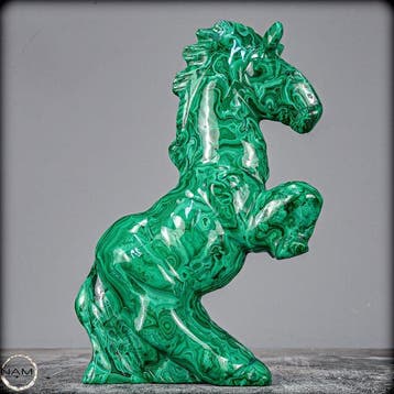 Cheval en malachite naturelle de la plus haute qualité du