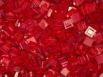 Lego Briques - Lego 1x1 tile transparent rood 500 stuks