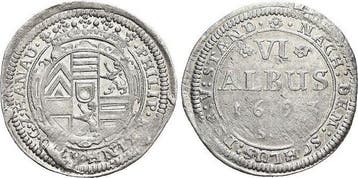 6 Albus 1693 Sm Hanau-lichtenberg Philipp Reinhard 1675-1712, Verzenden, België