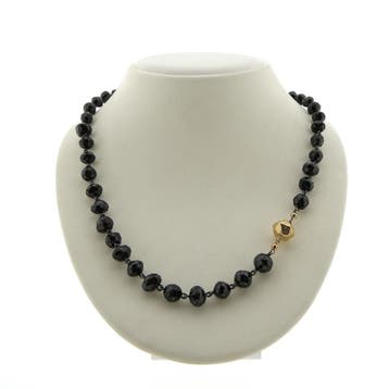 Antieke granaat kralencollier met gouden sierslot (Ketting), Gebruikt, Ophalen of Verzenden, Met edelsteen, Goud