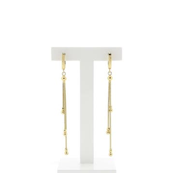 Lange gouden oorbellen met bolletjes, Handtassen en Accessoires, Oorbellen, Ophalen of Verzenden, Gebruikt, Goud, Goud