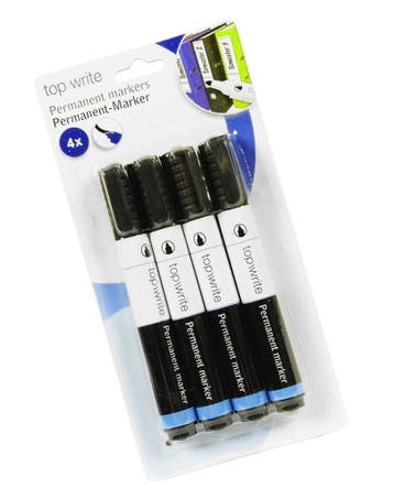 Set van 4 permanente markers (watervaste stiften, zwart), Doe-het-zelf en Bouw, Verzenden, Nieuw