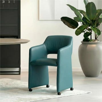 Set van 6 Leren eetkamerstoelen Icon - Toledo Turquoise, Huis en Inrichting, Stoelen, Ophalen of Verzenden, Nieuw, Leer