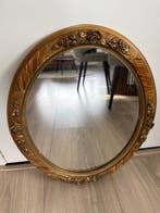 Miroir - Bois - Mi-siècle Ovaal Floraal, Antiquités & Art, Curiosités & Brocante