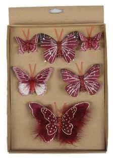 Vlinders Mengsel Burgundy 6 stuks met clip, Hobby & Loisirs créatifs