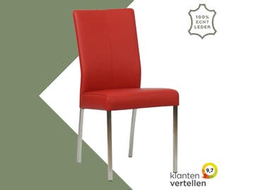 Leren eetkamerstoel Comfort - Toledo Ducati (rood) - Poten, Ophalen of Verzenden